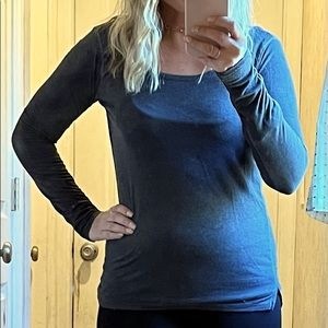 Gray Long Sleeve Top with Open Back